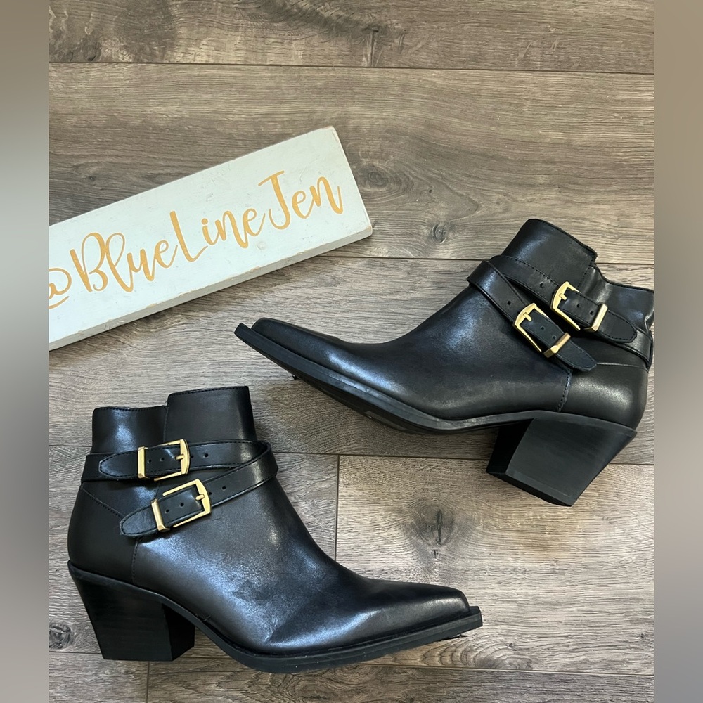 Dolce Vita Black Leather Roland Western Booties NWOT